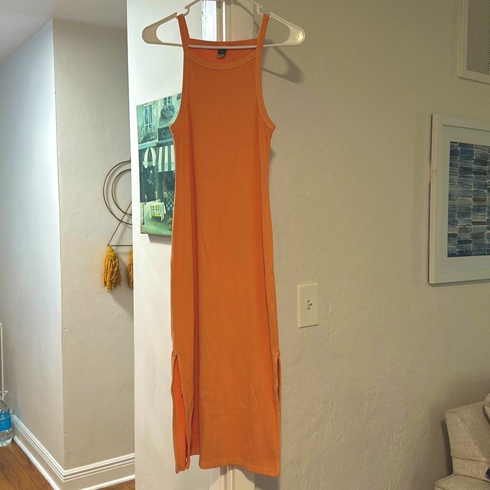 Orange ribbed dress
